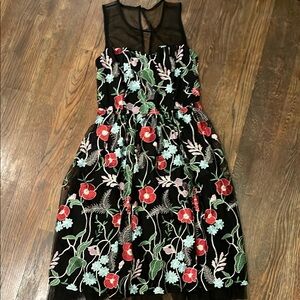 Floral Embroidered Black Dress